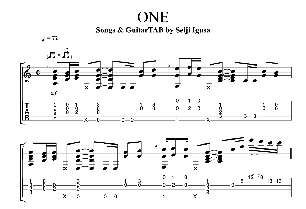 one吉他谱-1