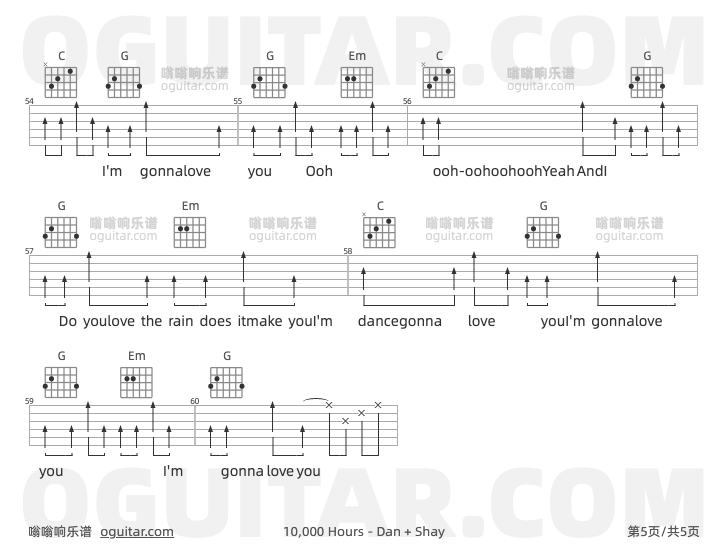10,000 Hours Dan + Shay 吉他谱第5页