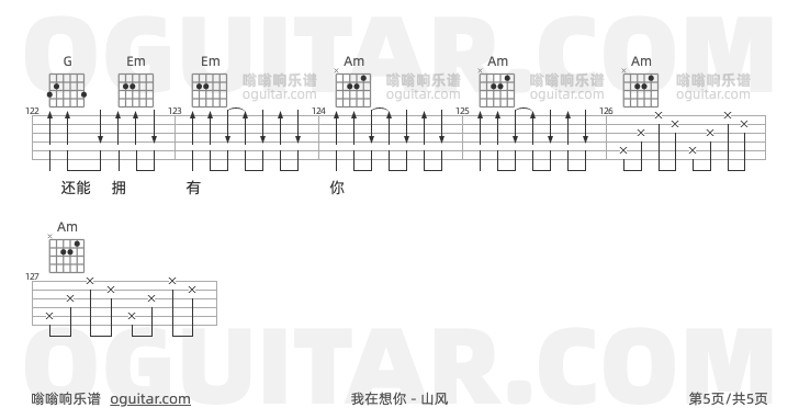 我在想你 山风 吉他谱第5页