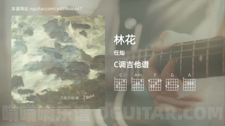 《林花》吉他谱,简单C调弹唱教学,原版任灿歌曲,3张六线指弹简谱图