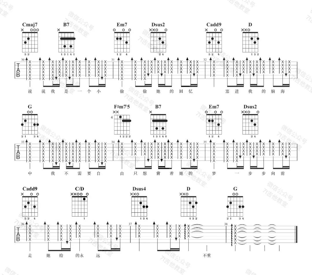 那女孩对我说》吉他谱_G调高清图片谱_黄义达