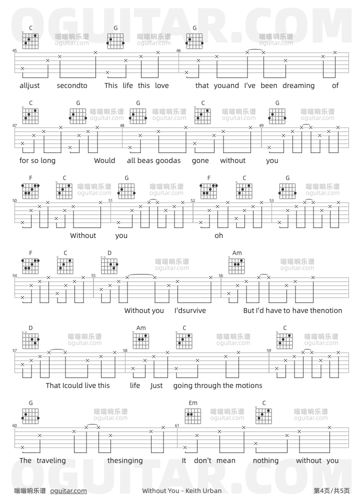 Without You Keith Urban 吉他谱第4页
