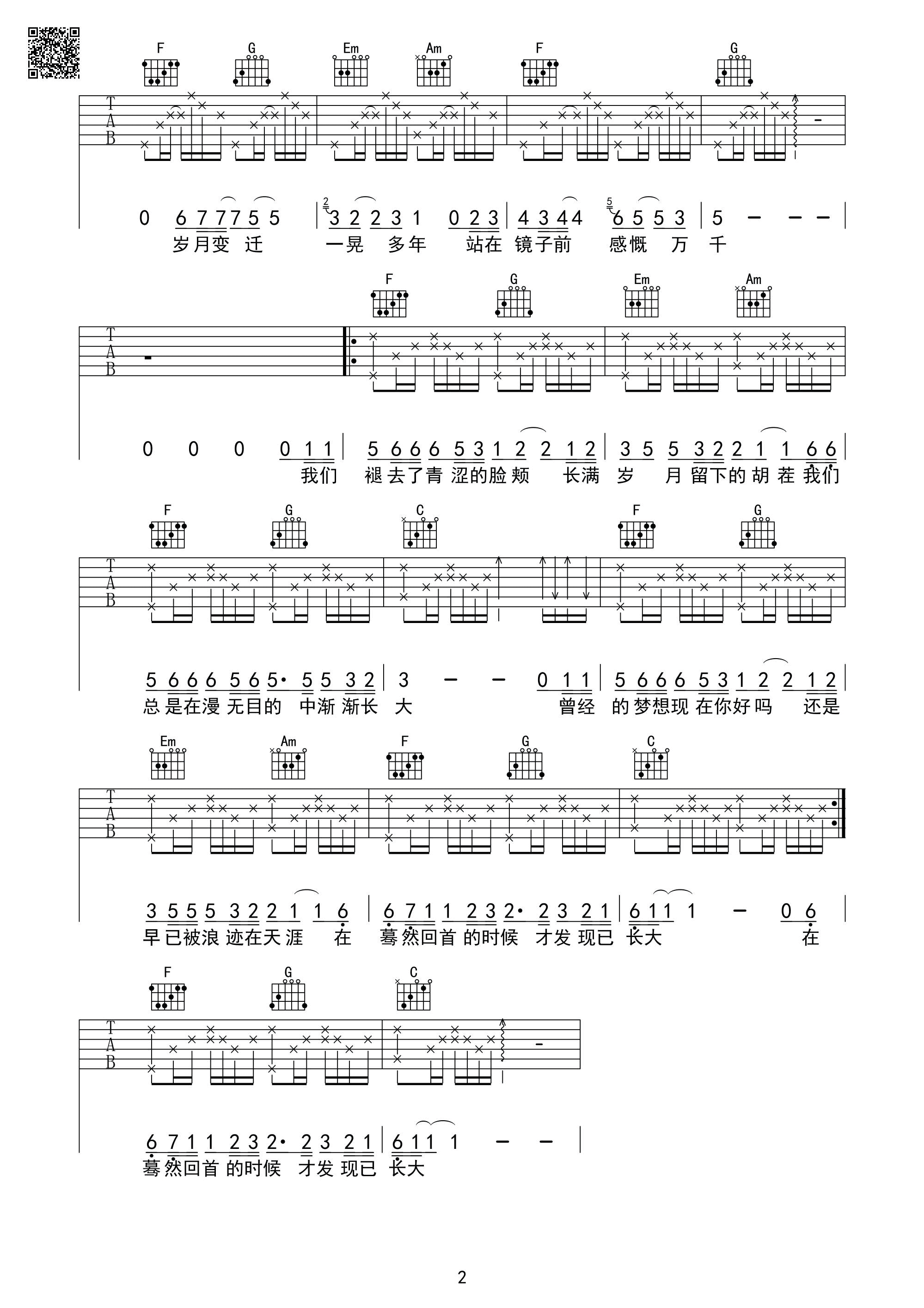 十七岁的夏天吉他谱_钟易轩_G调弹唱75%专辑版 - 吉他世界
