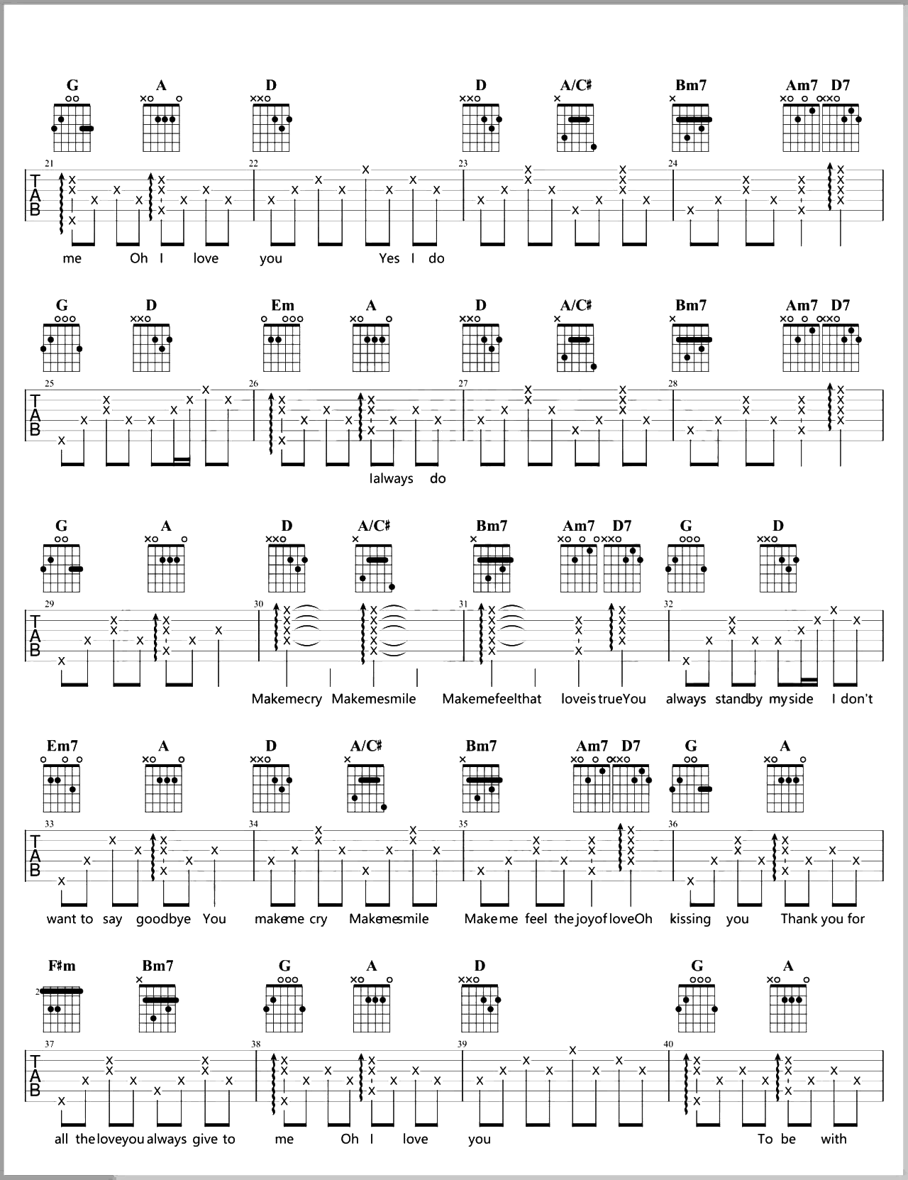 A Little Love吉他谱_冯曦妤_D调六线谱_吉他弹唱教学