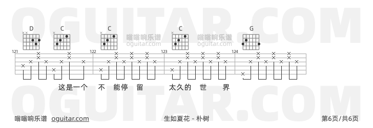 生如夏花 朴树 吉他谱第6页