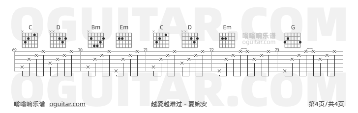越爱越难过 夏婉安 吉他谱第4页
