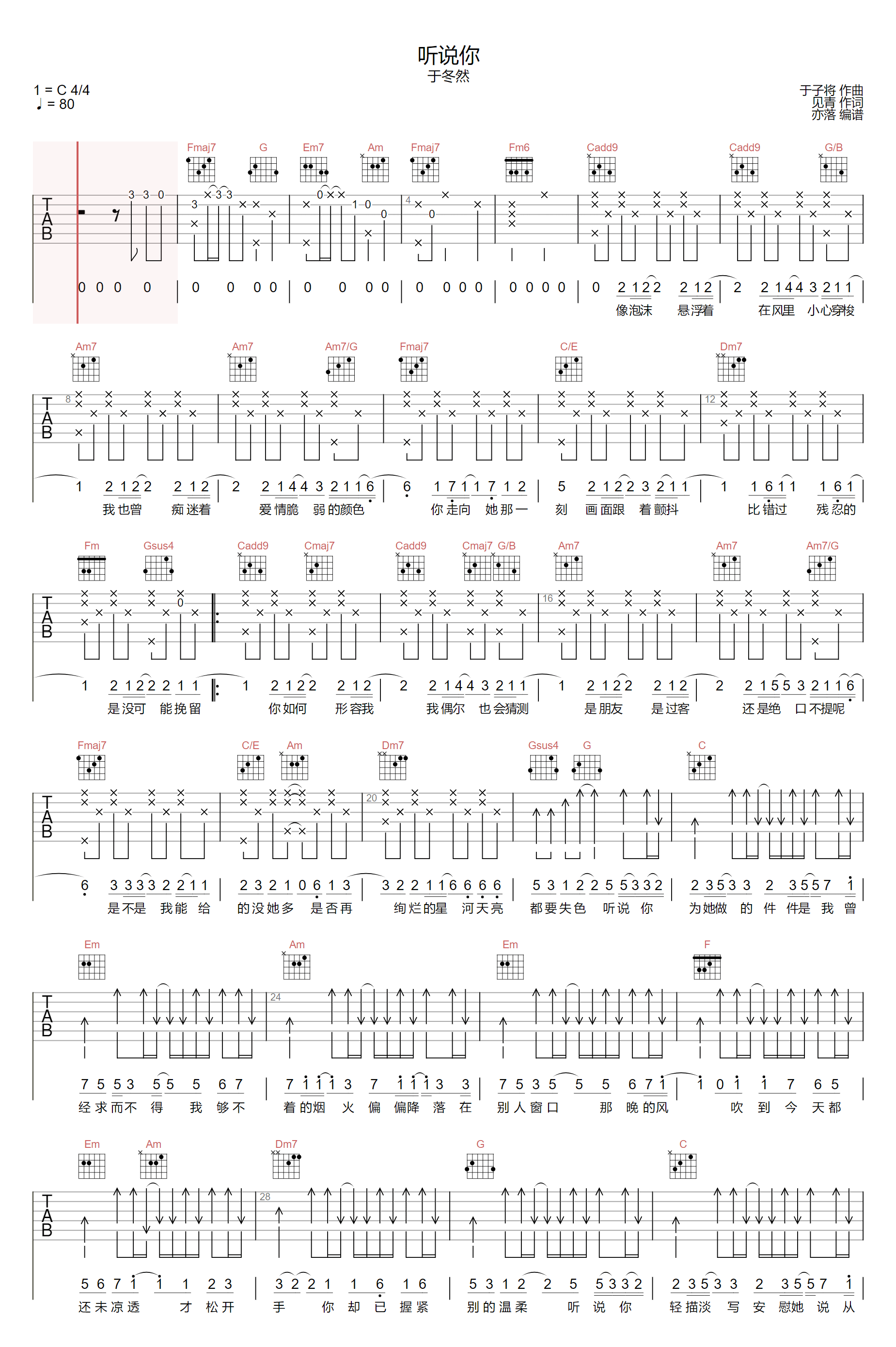 《如果你也听说》钢琴弹唱谱 张惠妹 伴奏谱