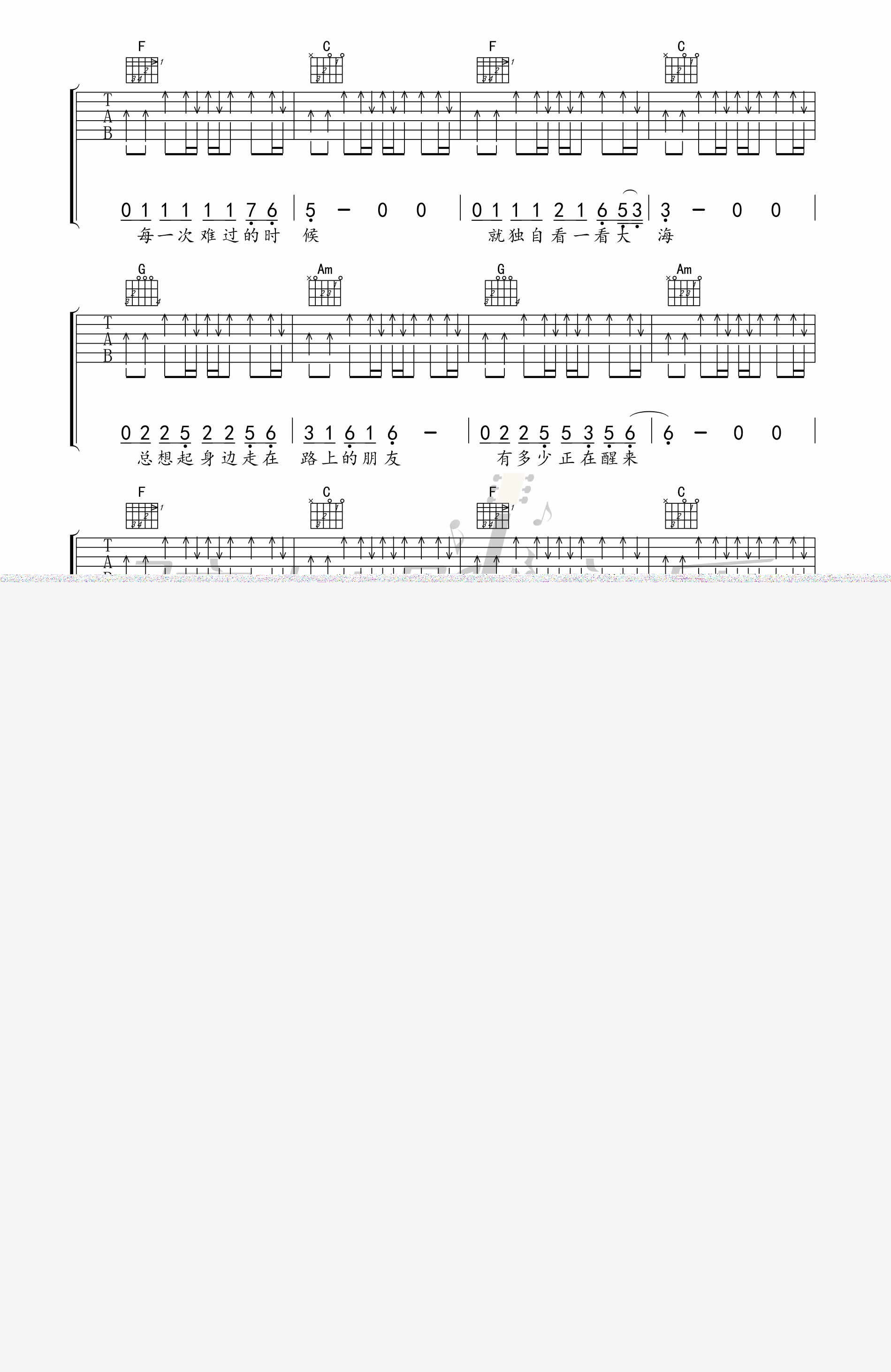 许巍《曾经的你》吉他谱_民谣吉他谱_E调原版编配_高清六线谱 - 升诚吉他网