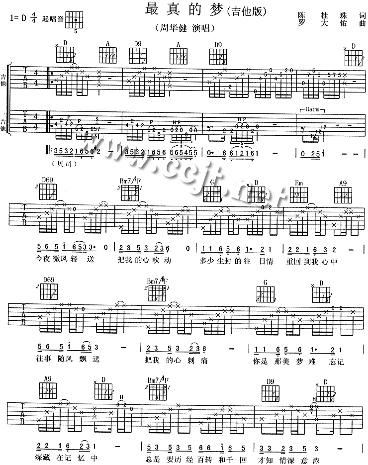 最真的梦吉他谱第1页
