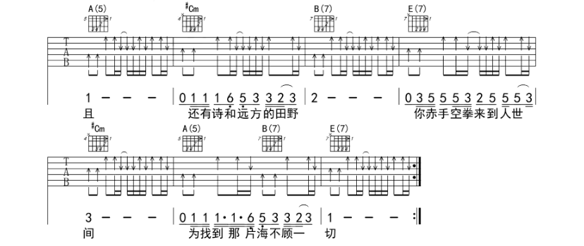 《生活不止眼前的苟且吉他谱》_许巍_A调 图6