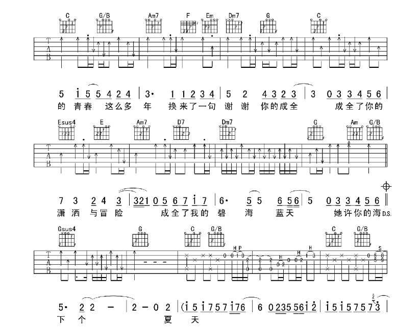 《成全吉他谱》_刘若英_B调 图7