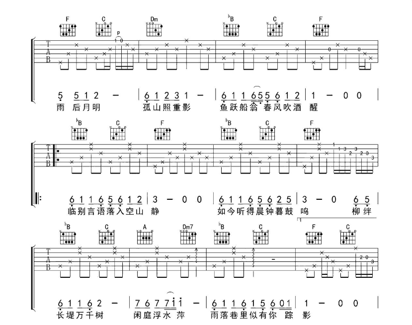 《雨巷吉他谱》_崔开潮_F调 图三