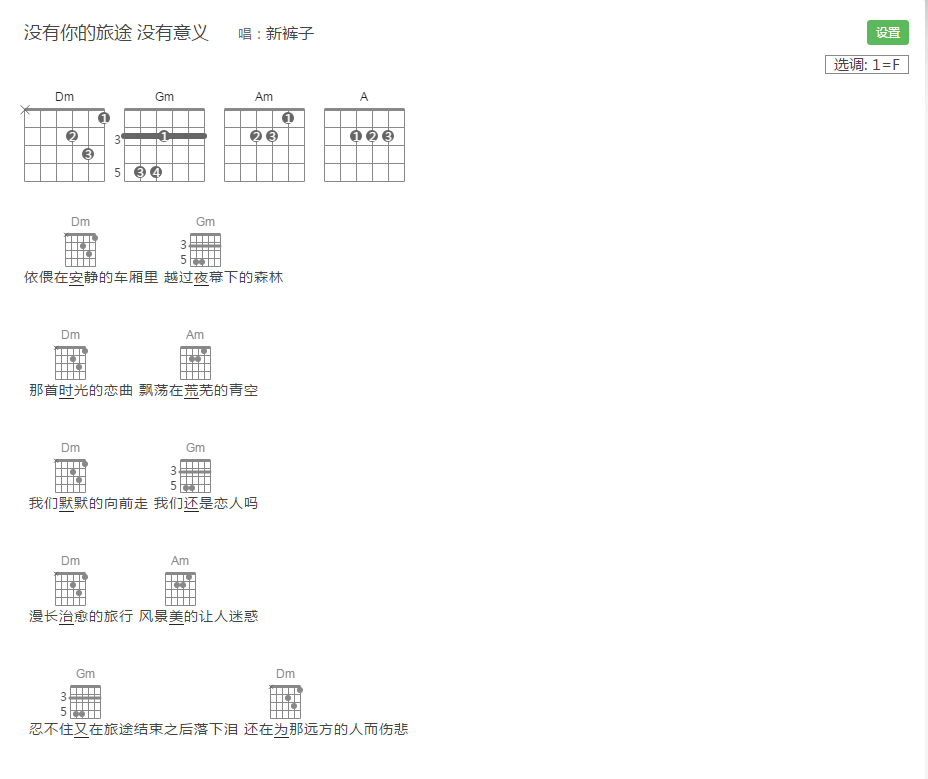 没有你的旅途没有意义吉他谱,原版歌曲,简单F调弹唱教学,六线谱指弹简谱3张图