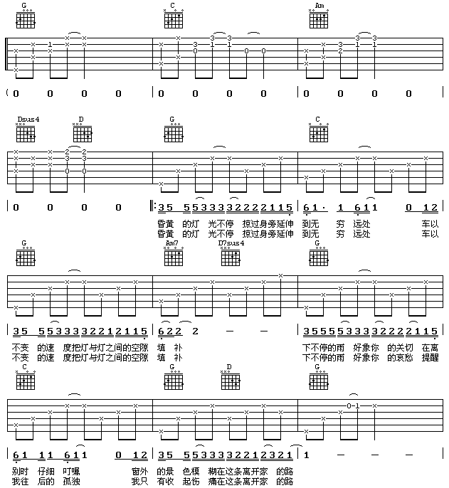 《离家的路吉他谱》_齐秦_G调 图二