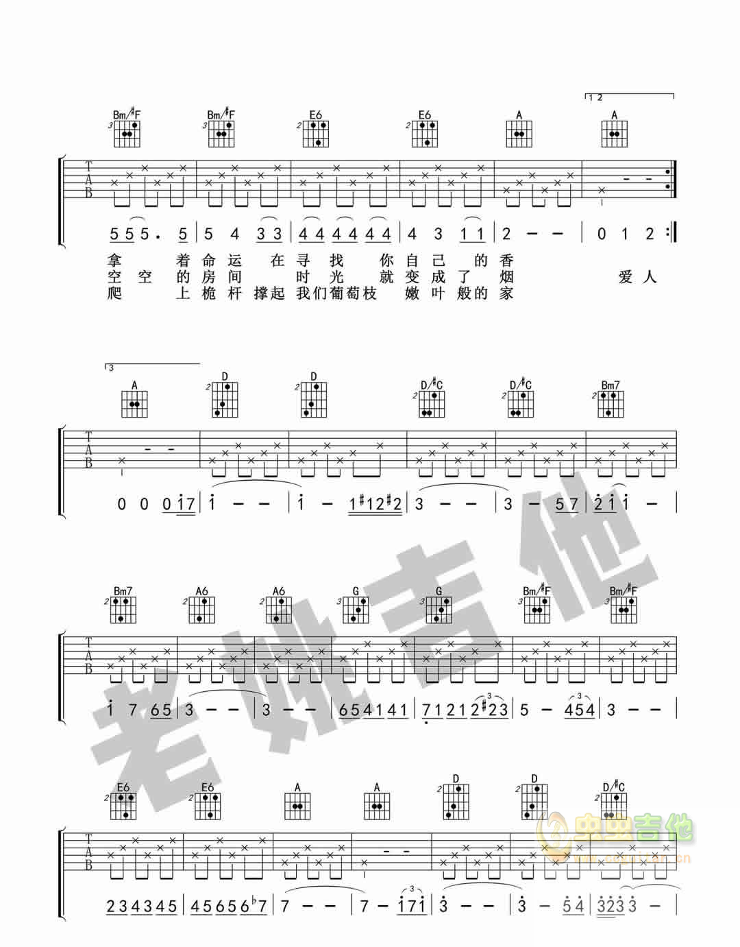 米店吉他谱_张玮玮_C调弹唱89%专辑版 - 吉他世界