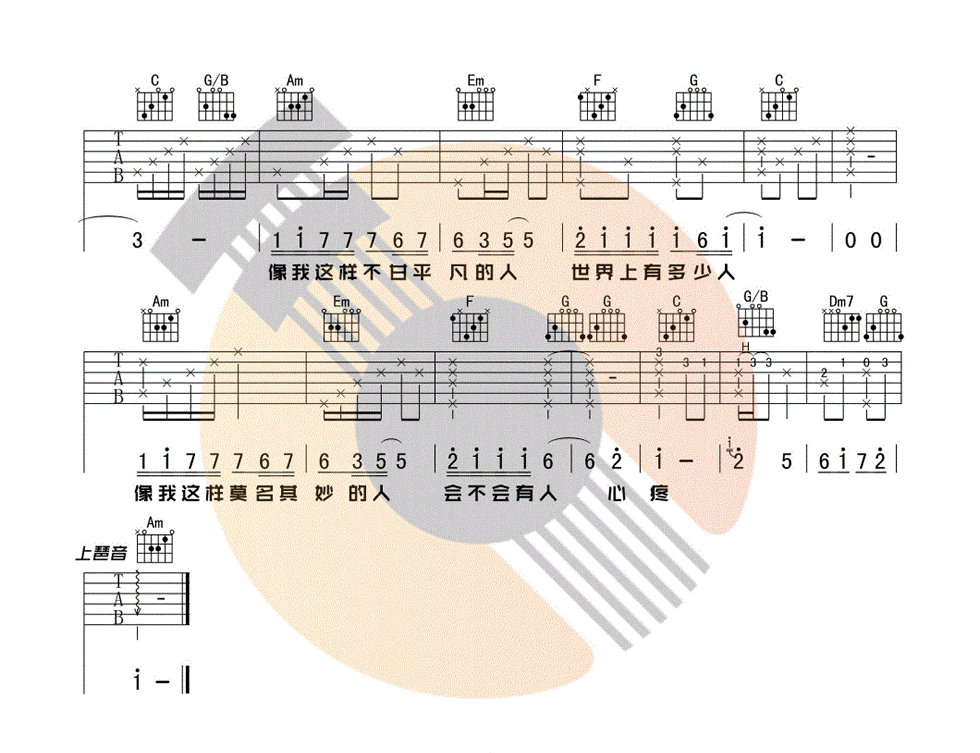 《像我这样的人吉他谱》_毛不易_C调 图三