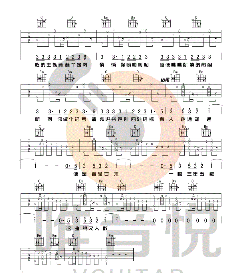 《简单吉他谱》_牟天任_花粥_出山完整版_G调 图三