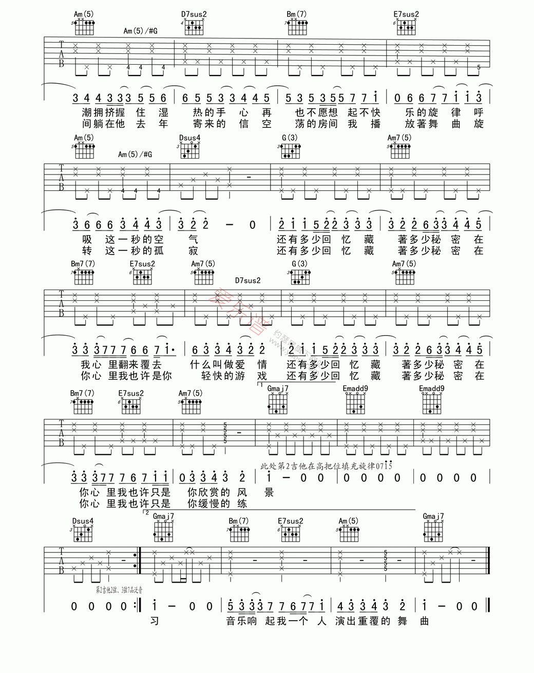 陈绮贞《小步舞曲》 吉他谱