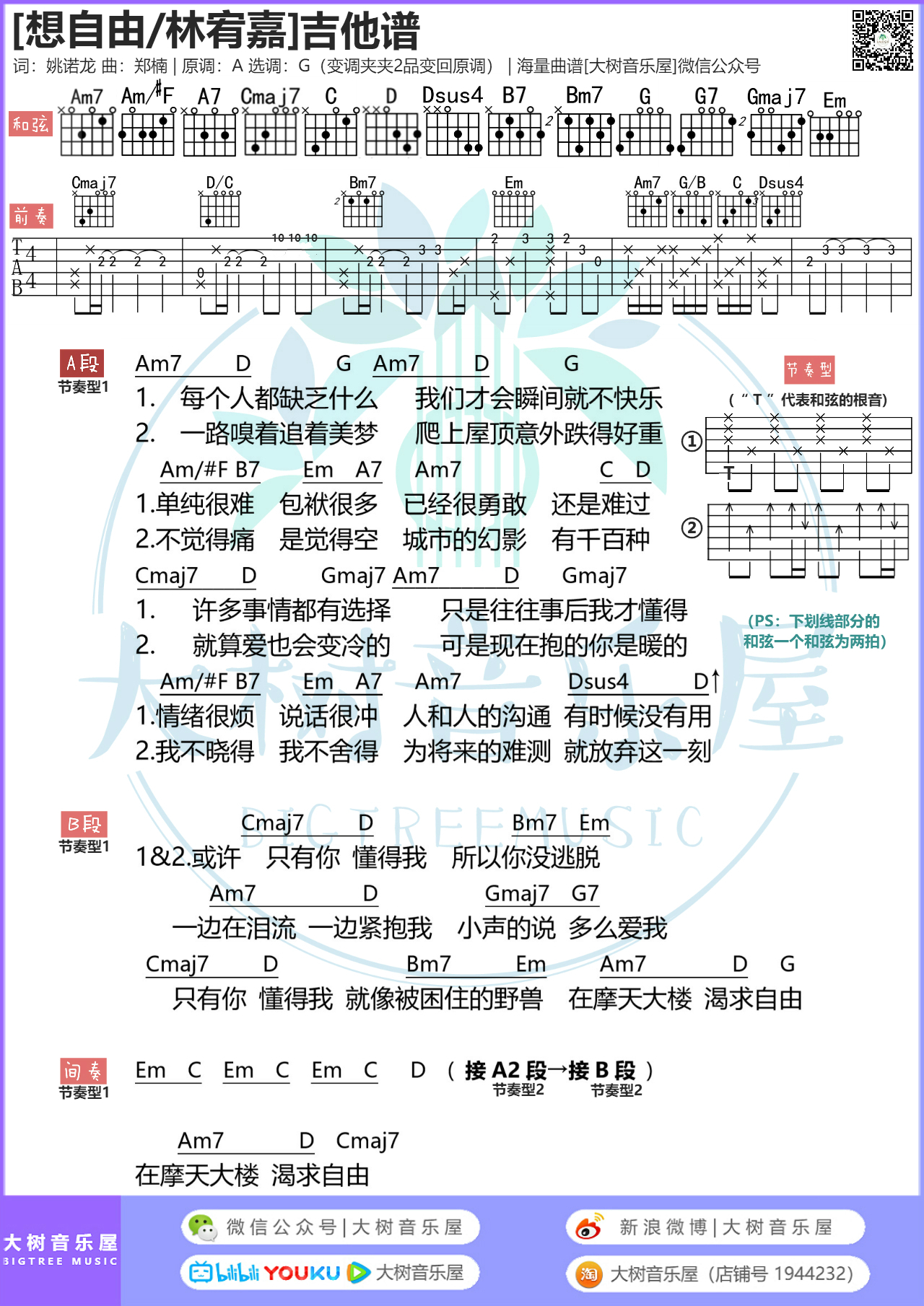 想自由吉他谱_林宥嘉_G调弹唱51%专辑版 - 吉他世界