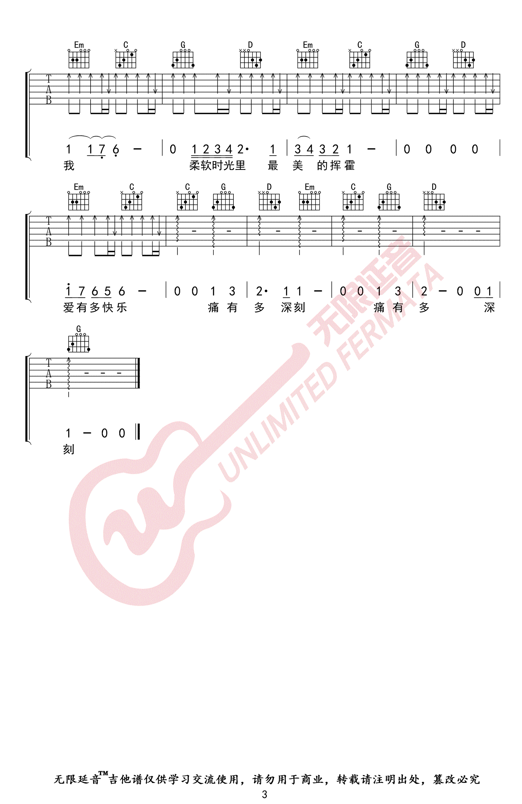 《国王与乞丐吉他谱》_华晨宇_G调 图三