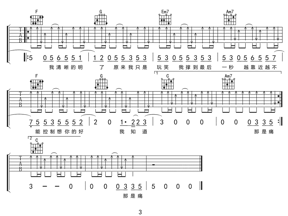 《别再靠近我了吉他谱》_陈雪凝_C调 图三