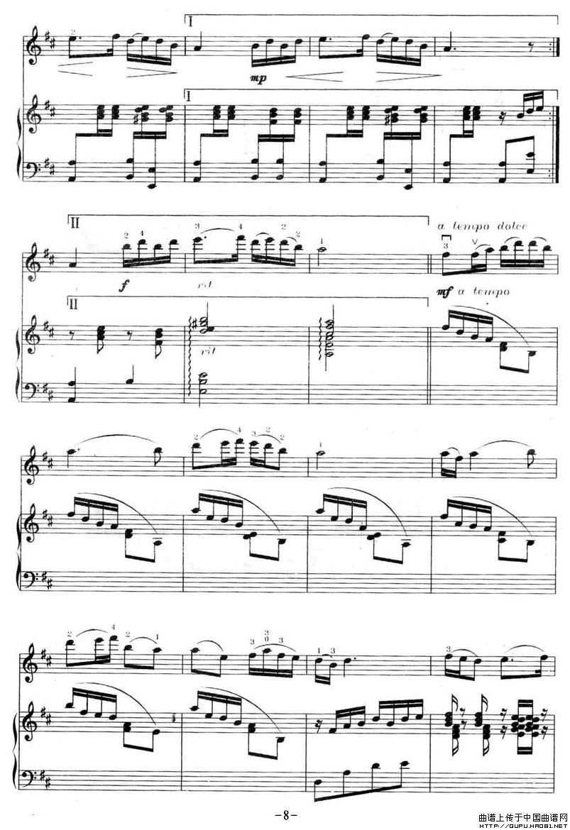茉莉花P8简谱小提琴版,+钢琴入门独奏曲谱曲子五线谱