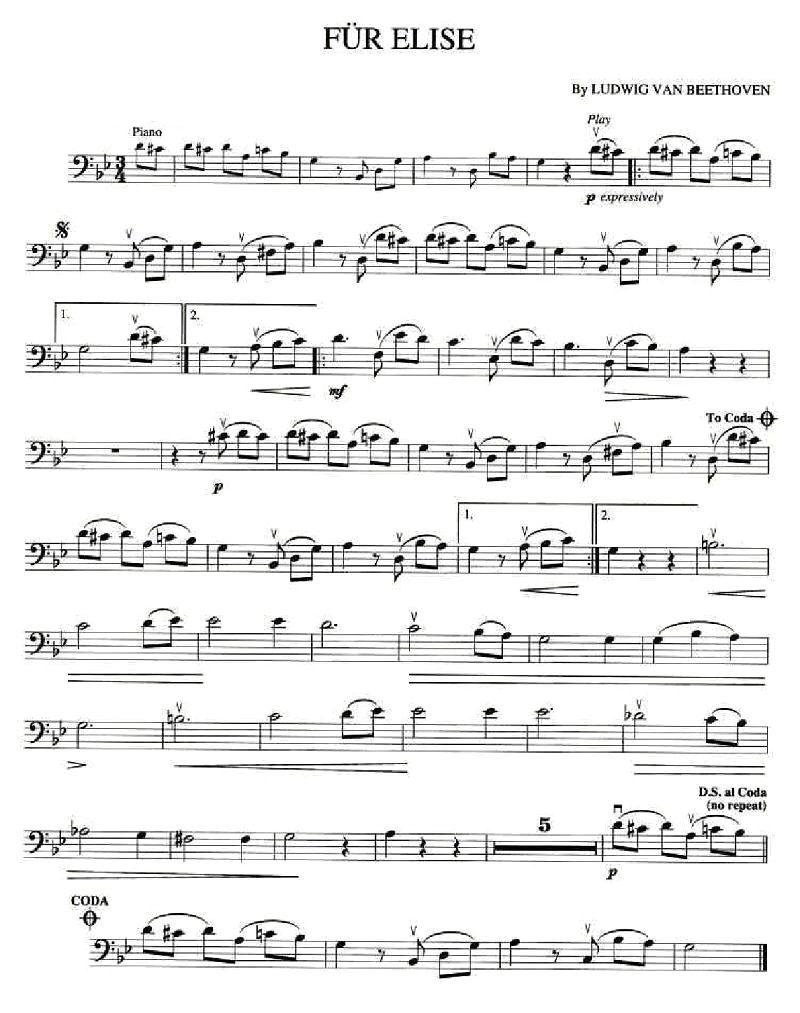 中国曲谱网 www.qupuw.com——【小提琴乐谱简谱】爱丽斯（大提琴）