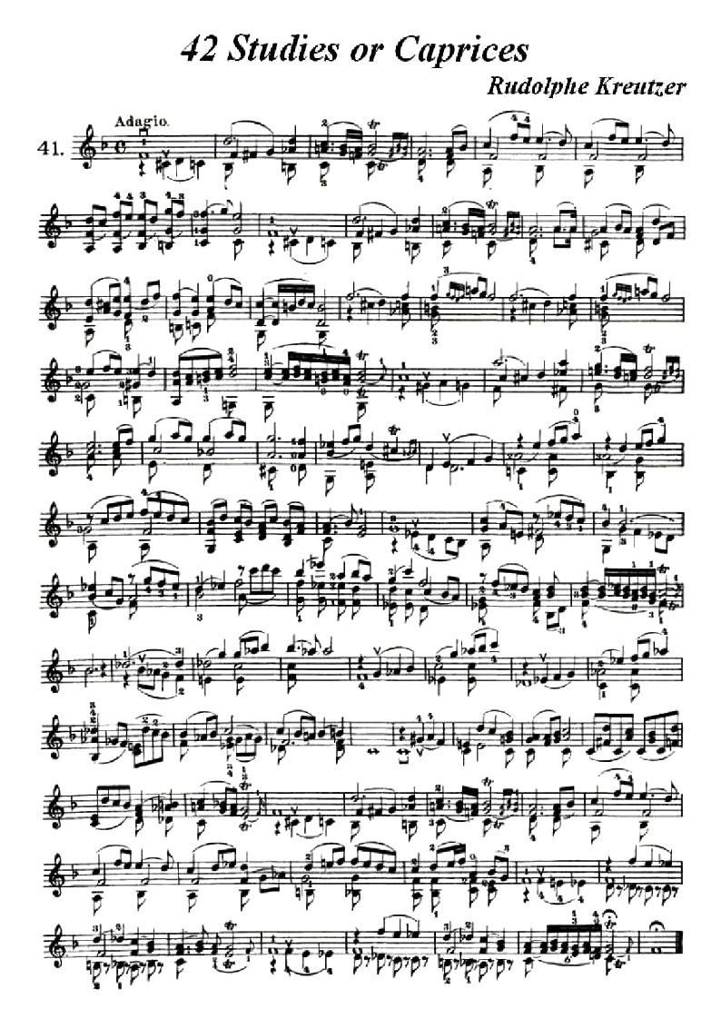 42首练习曲或隨想曲之41简谱小提琴版,初学者独奏曲谱完整版五线谱
