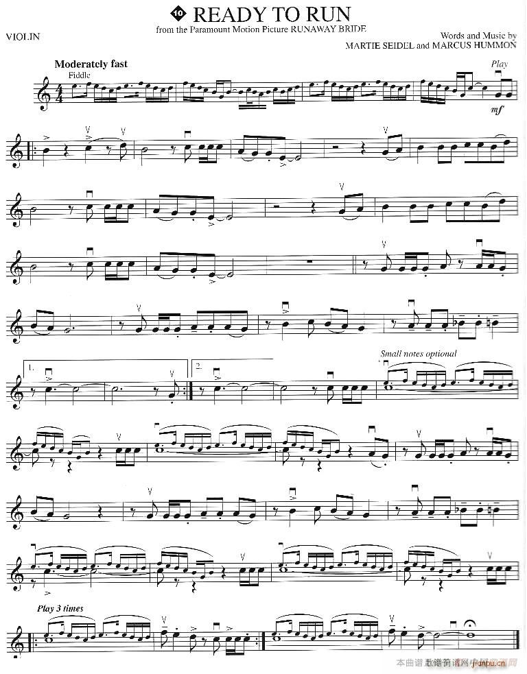 READY TO RUN简谱小提琴版,五线谱,新手独奏曲谱图片