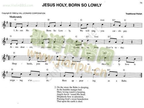 103.JESUSHOLY,BORNSOLOWLY简谱小提琴版,新手独奏曲谱高清五线谱