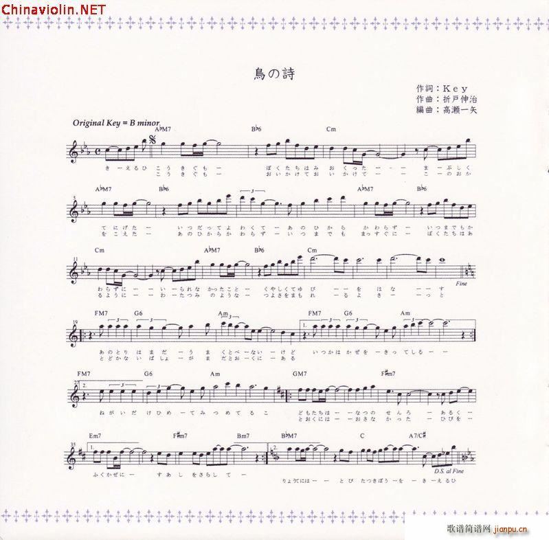 鸟之诗简谱小提琴版,入门独奏曲谱完整版五线谱