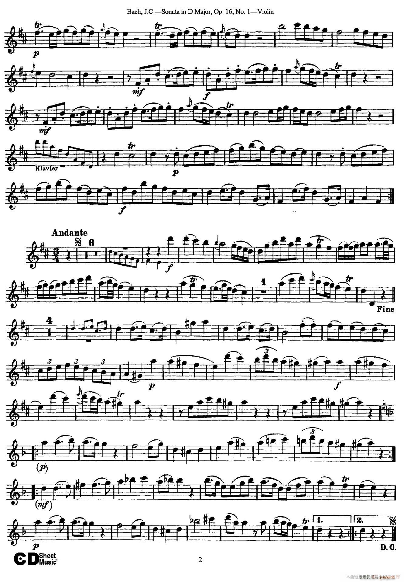 Sonata in D Major Op 16 No 1