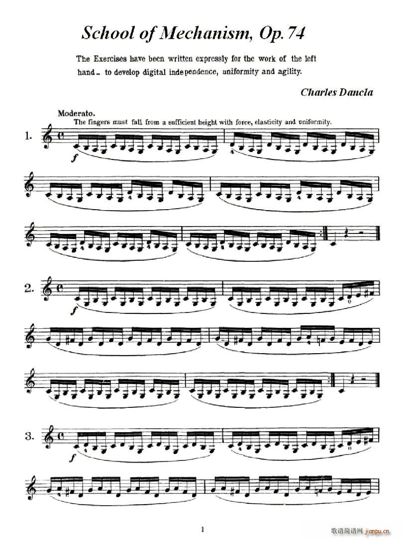 SchoolofMechanism,Op.74简谱小提琴版,技巧 作品.74初学者独奏曲谱完整版五线谱