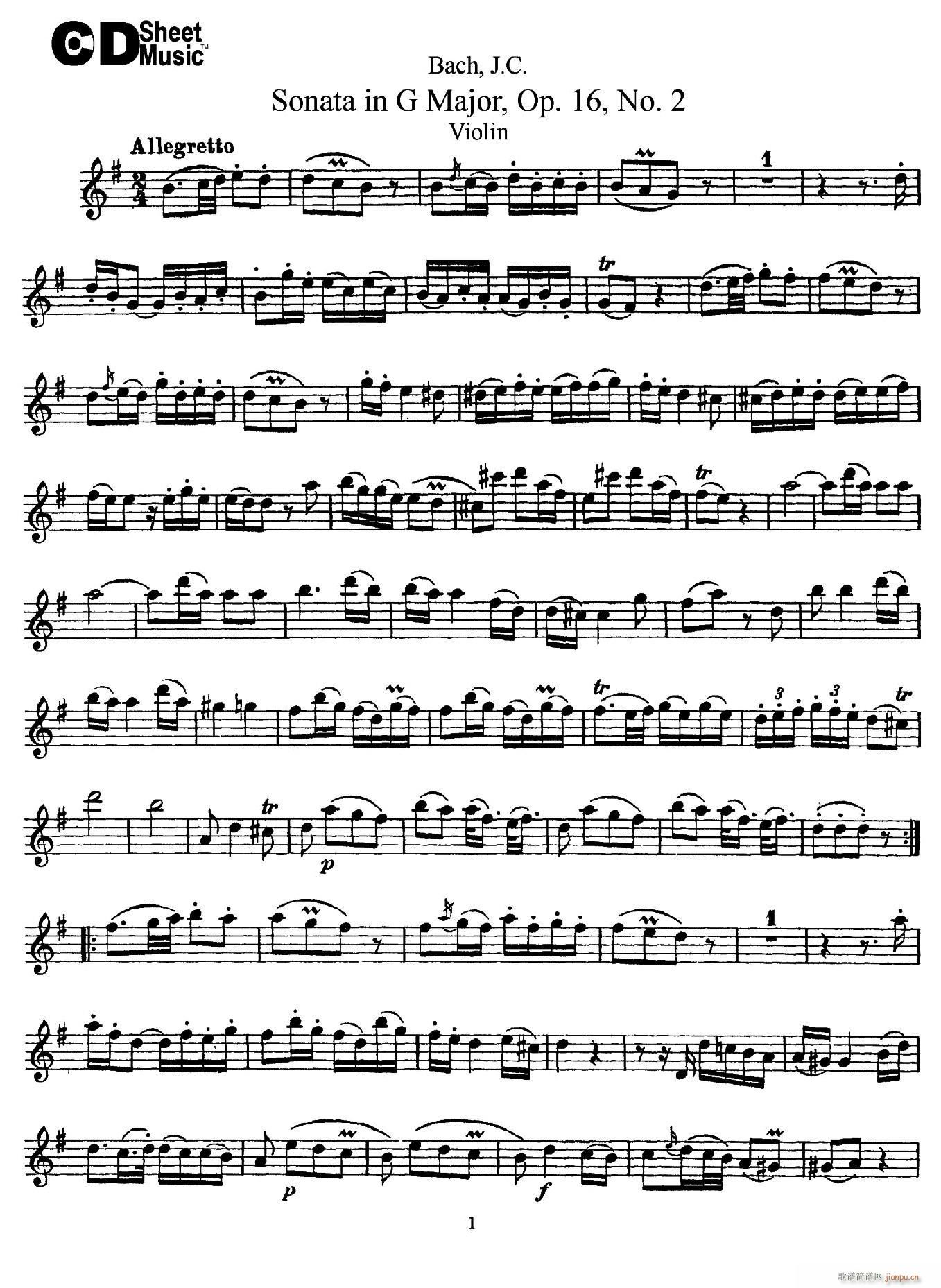 Sonata in D Major Op 16 No 2