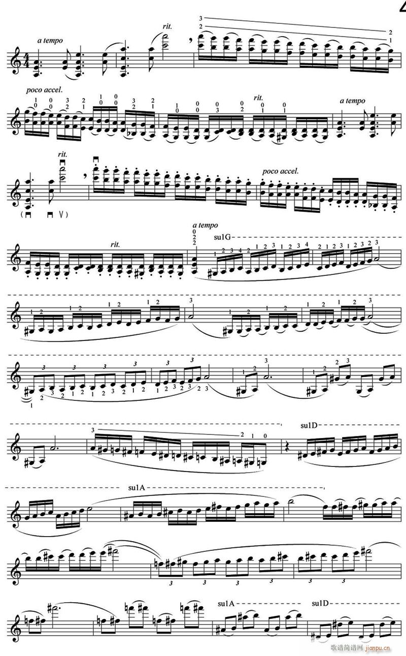 天府传奇2简谱小提琴版,入门独奏曲谱高清五线谱