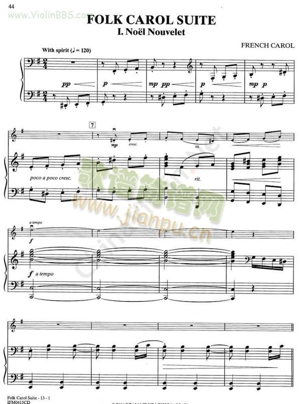 I.NoelNouvelet钢琴伴奏简谱小提琴版,新手独奏曲谱曲子五线谱