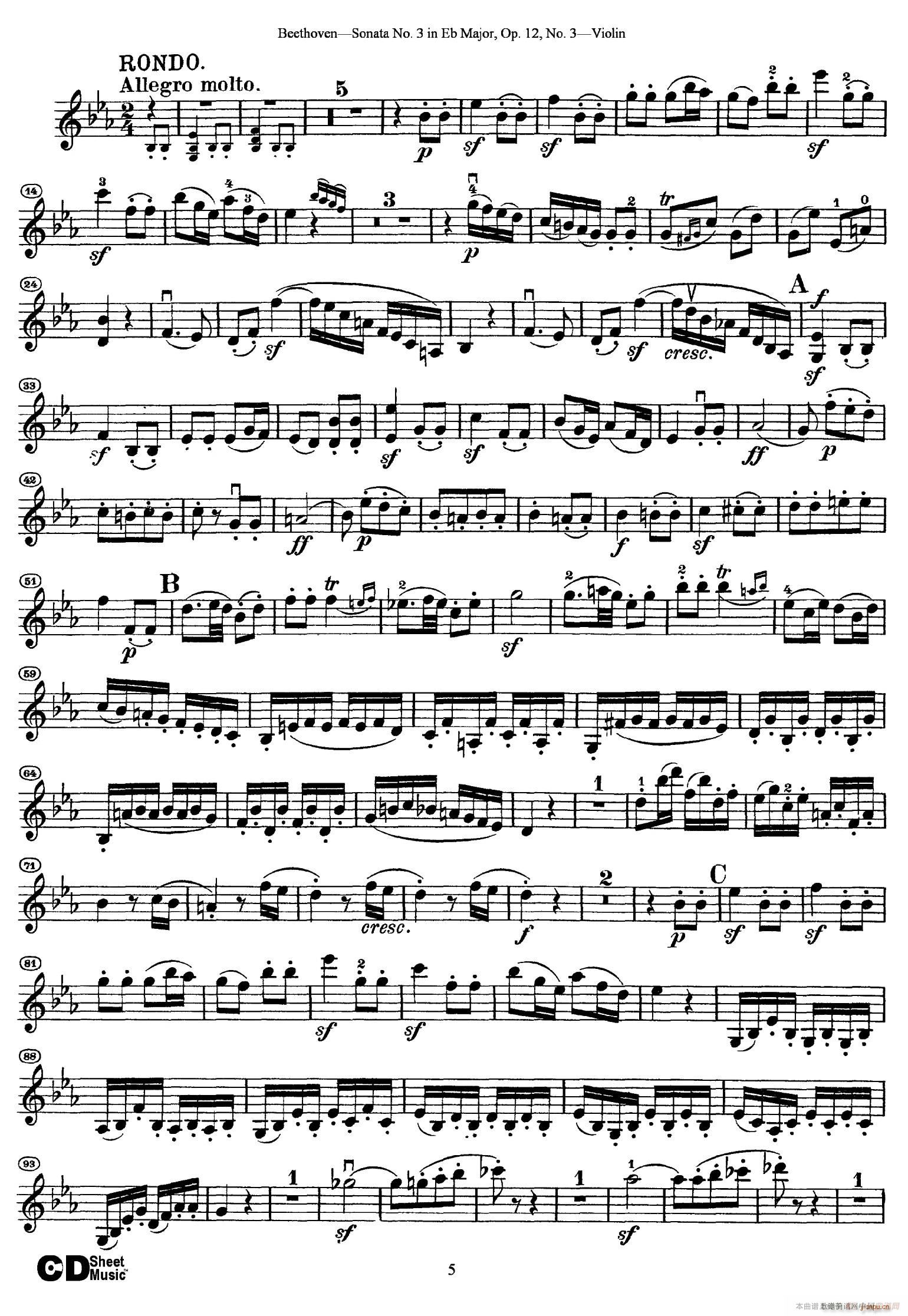 A大调第二小提琴奏鸣曲（Sonata No 2 in A Major Op 12 No 2）