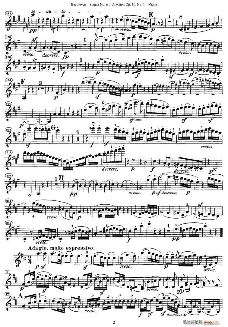 Sonata No.6 in A Major，Op.30，No.1（第六号小提琴奏鸣曲A大调op.）