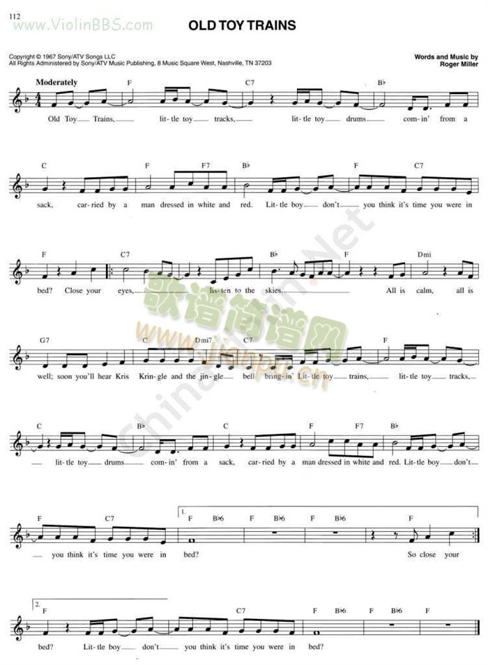 148.OLD TOY TRAINS简谱小提琴版,五线谱,入门独奏曲谱高清