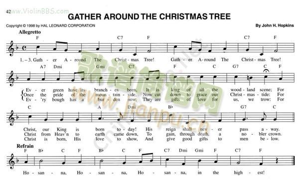 62.GATHER AROUND THE CHRISTMAS TREE简谱小提琴版,五线谱,初学者独奏曲谱完整版