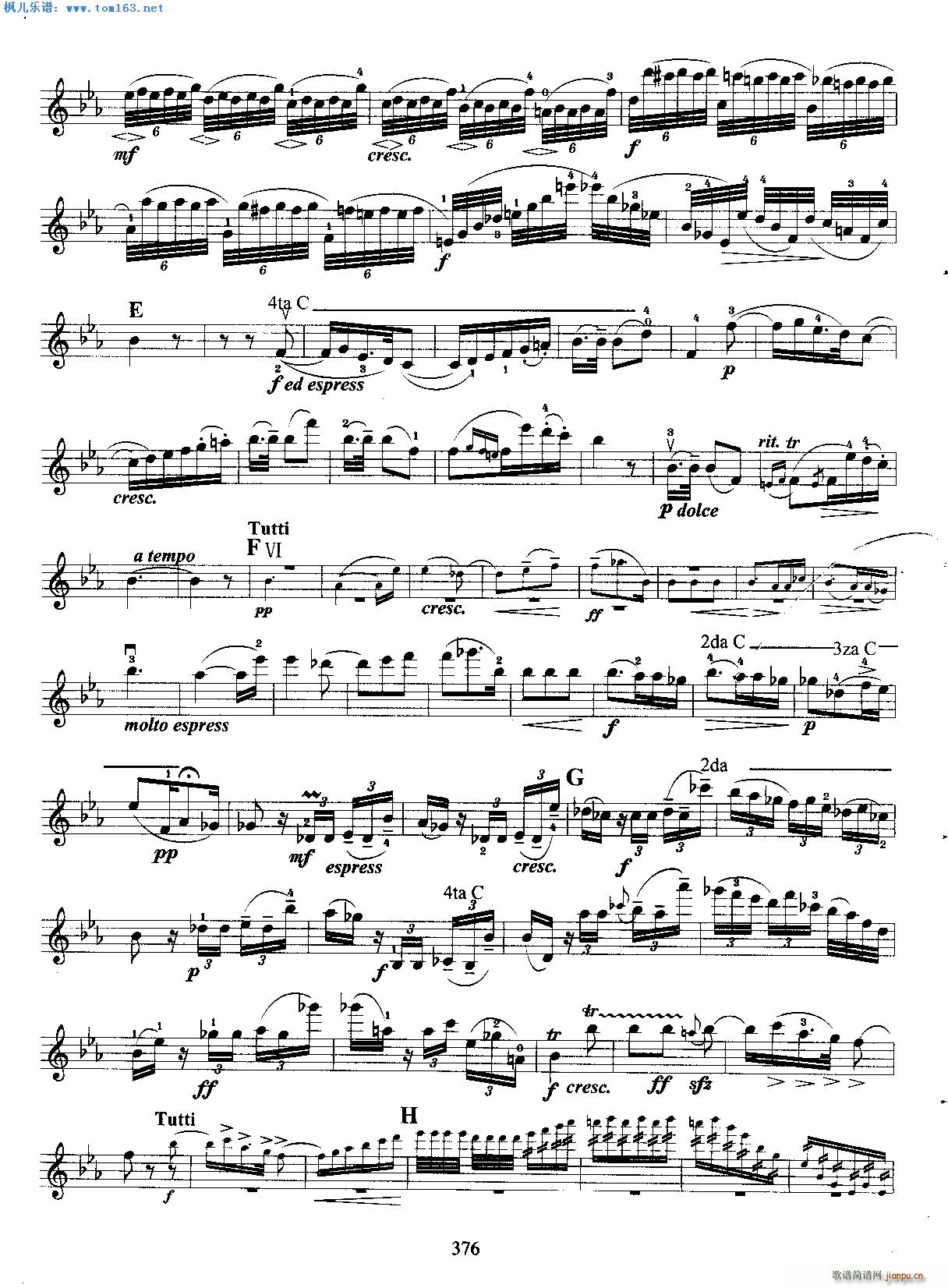 布鲁赫g小调协奏曲第二 第三乐章简谱小提琴版,五线谱,初学者独奏曲谱曲子