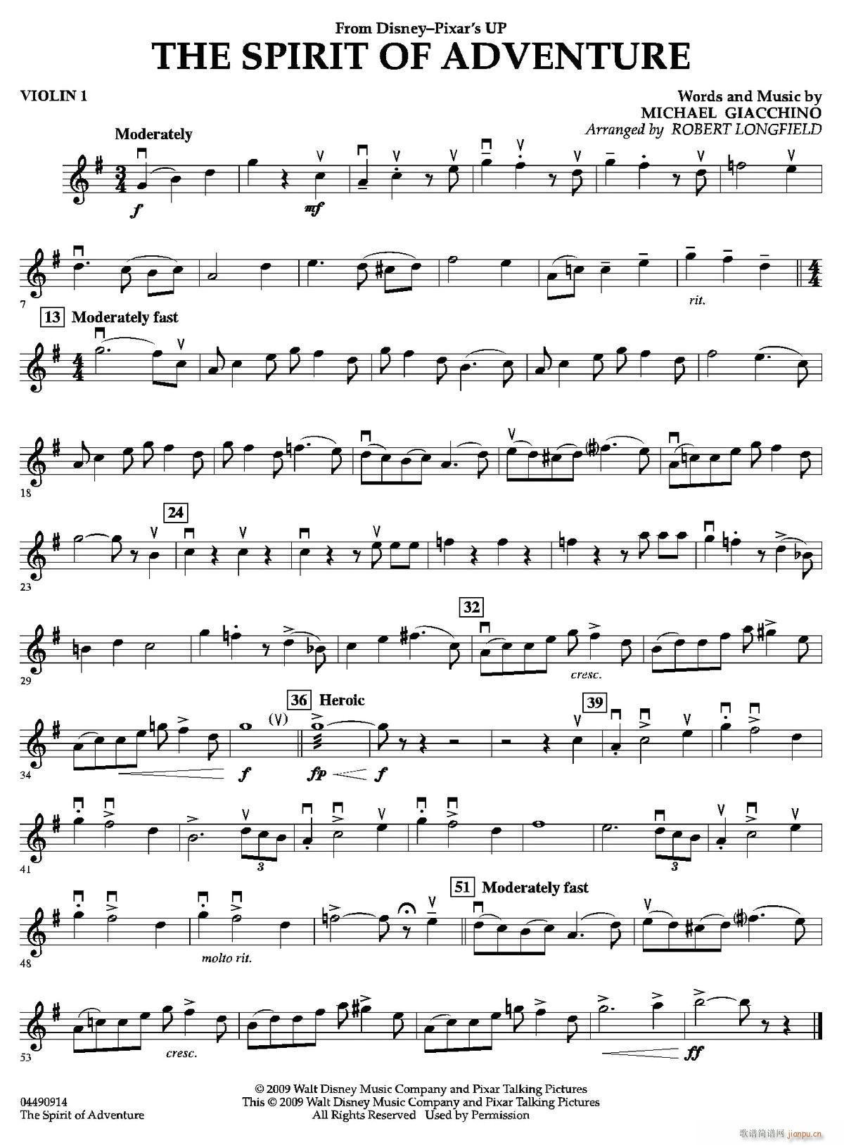 The Spirit of Adventure简谱小提琴版,五线谱,初学者独奏曲谱高清