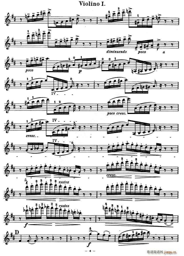 QUARTET No.1 IN D MAJOR Op.11（四重奏 [小提琴谱]）