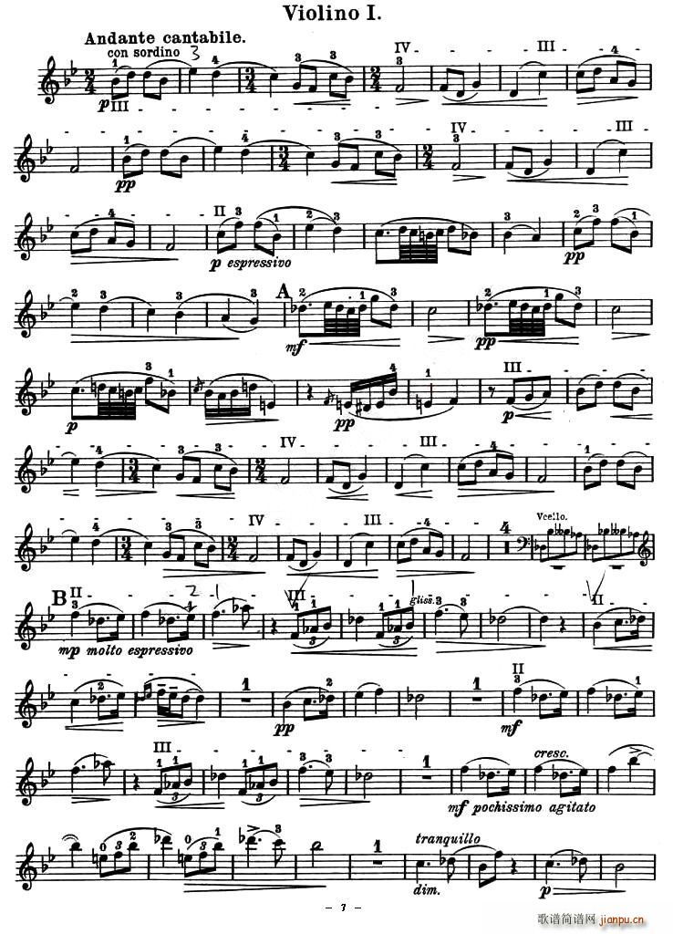 QUARTET No.1 IN D MAJOR Op.11（四重奏 [小提琴谱]）