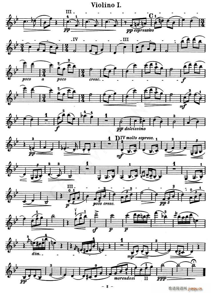 QUARTET No.1 IN D MAJOR Op.11（四重奏 [小提琴谱]）
