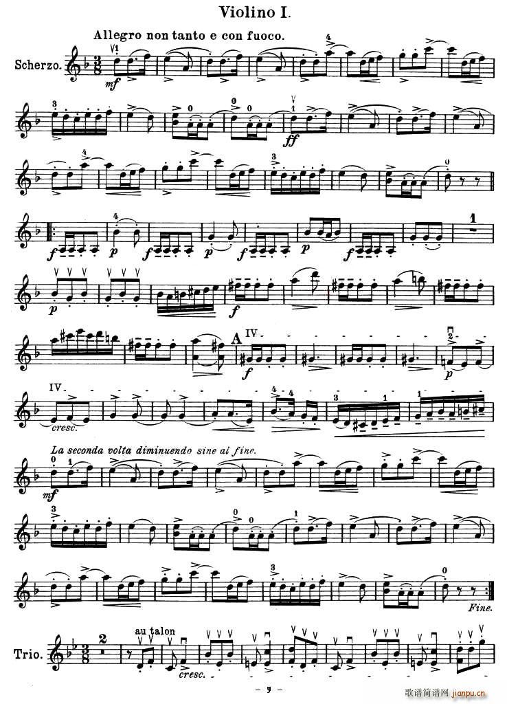 QUARTET No.1 IN D MAJOR Op.11（四重奏 [小提琴谱]）