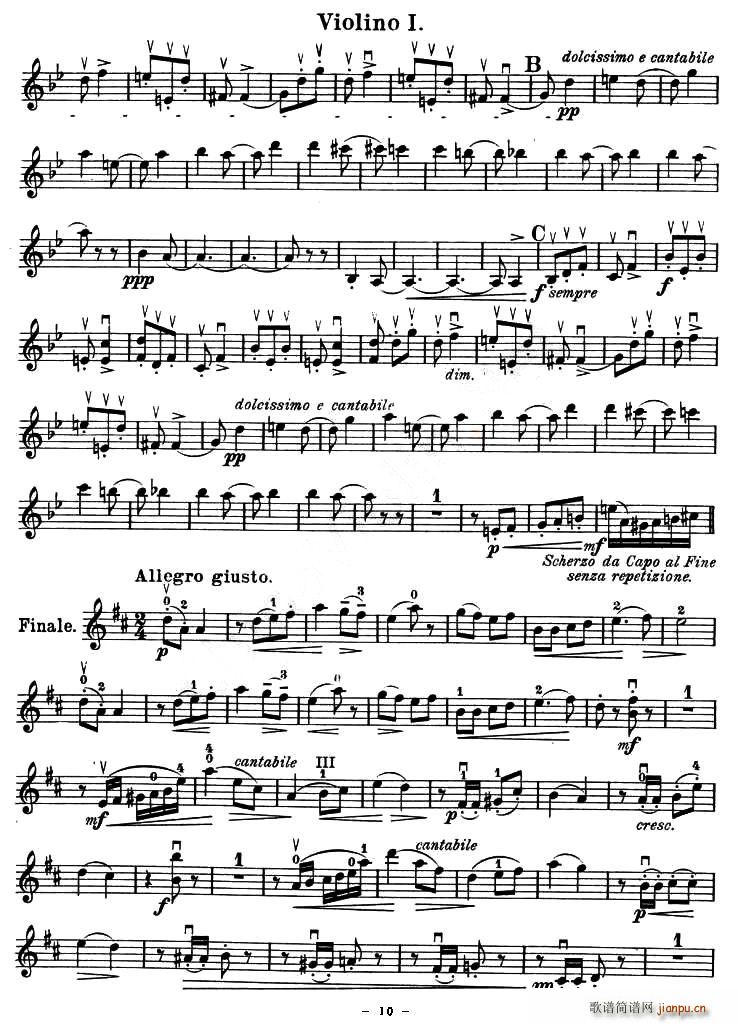 QUARTET No.1 IN D MAJOR Op.11（四重奏 [小提琴谱]）