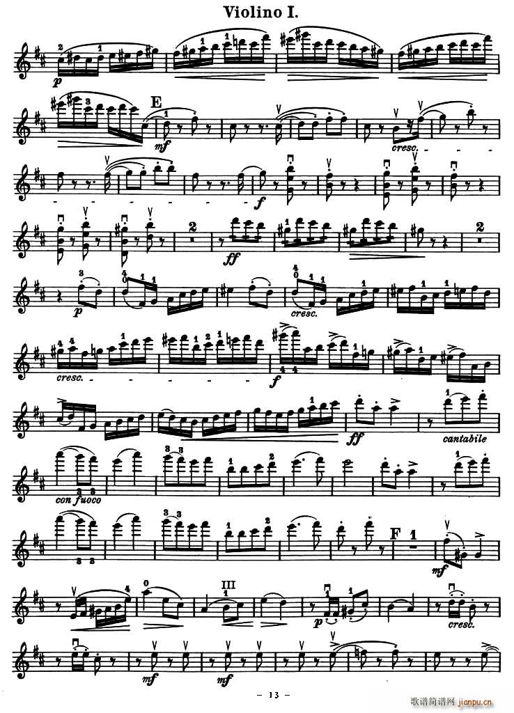 QUARTET No.1 IN D MAJOR Op.11（四重奏 [小提琴谱]）