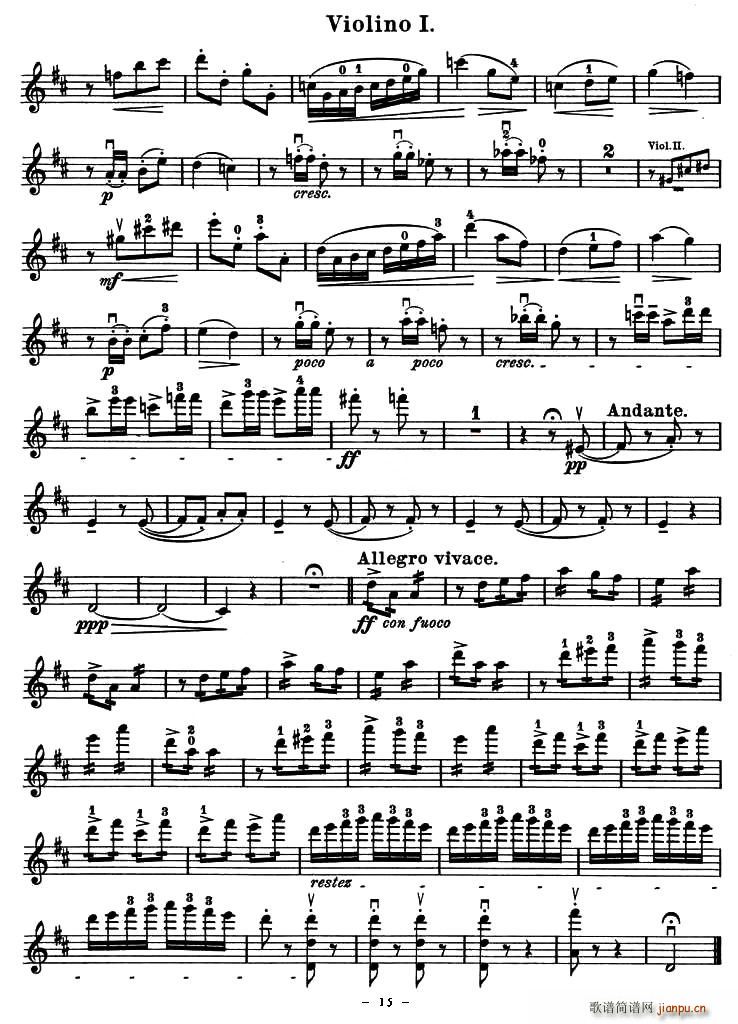 QUARTET No.1 IN D MAJOR Op.11（四重奏 [小提琴谱]）