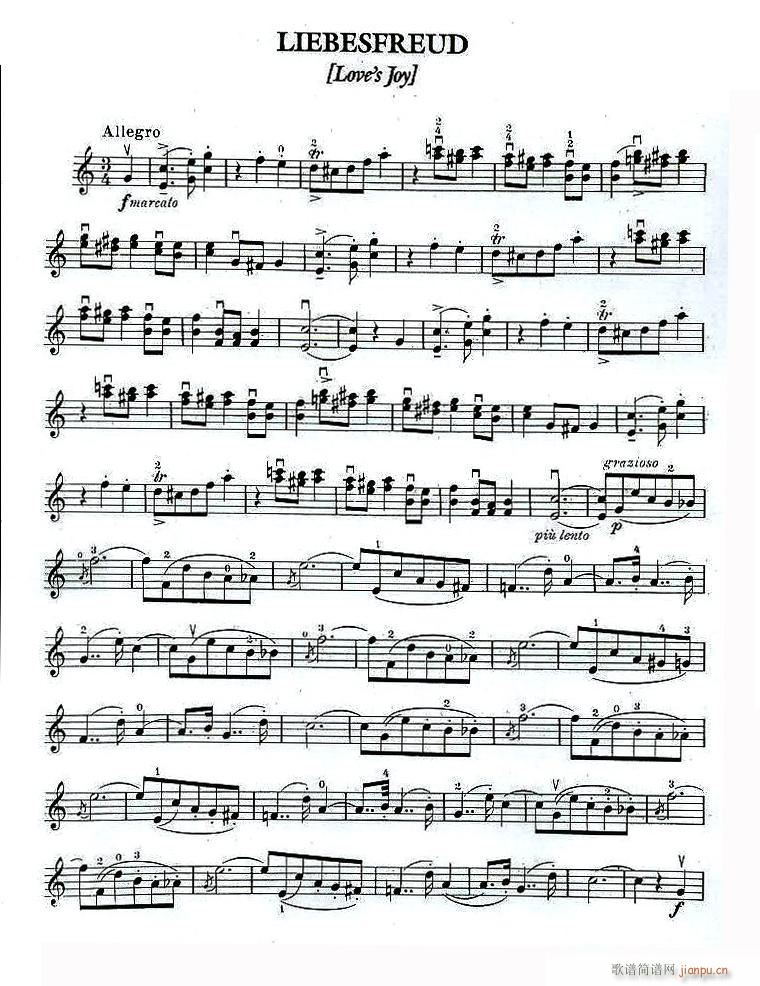 爱的欢乐简谱小提琴版,五线谱,初学者独奏曲谱图片
